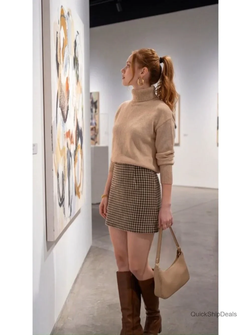 High Waist Bodycon Plaid Mini Skirt with Built-in Shorts for Women